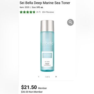 Sei Bella NIB $36 Deep Marine Age Protection Sea Toner - 5 fl oz Alcohol Free